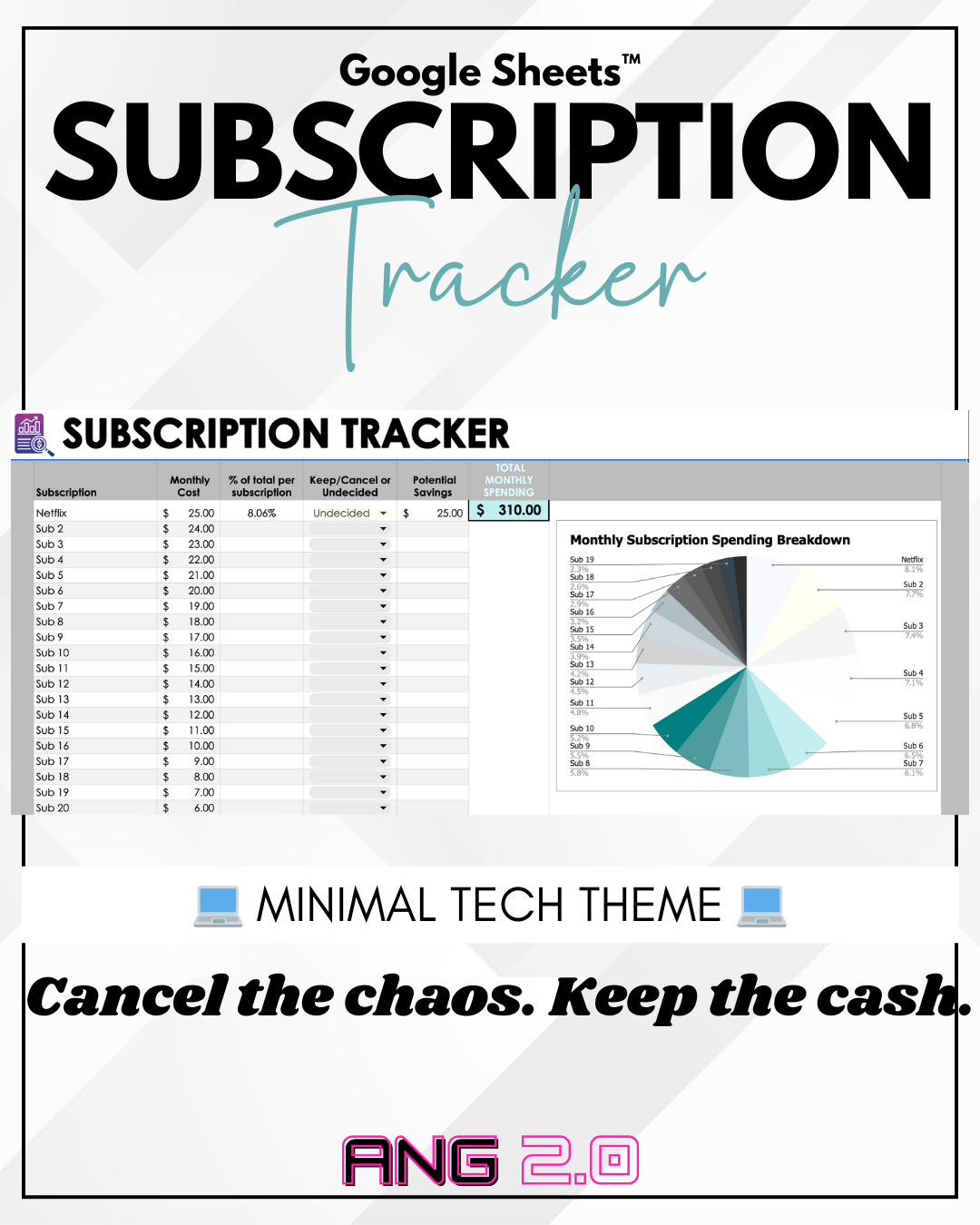 💻 Minimal Tech Subscription Tracker | ANG 2.0