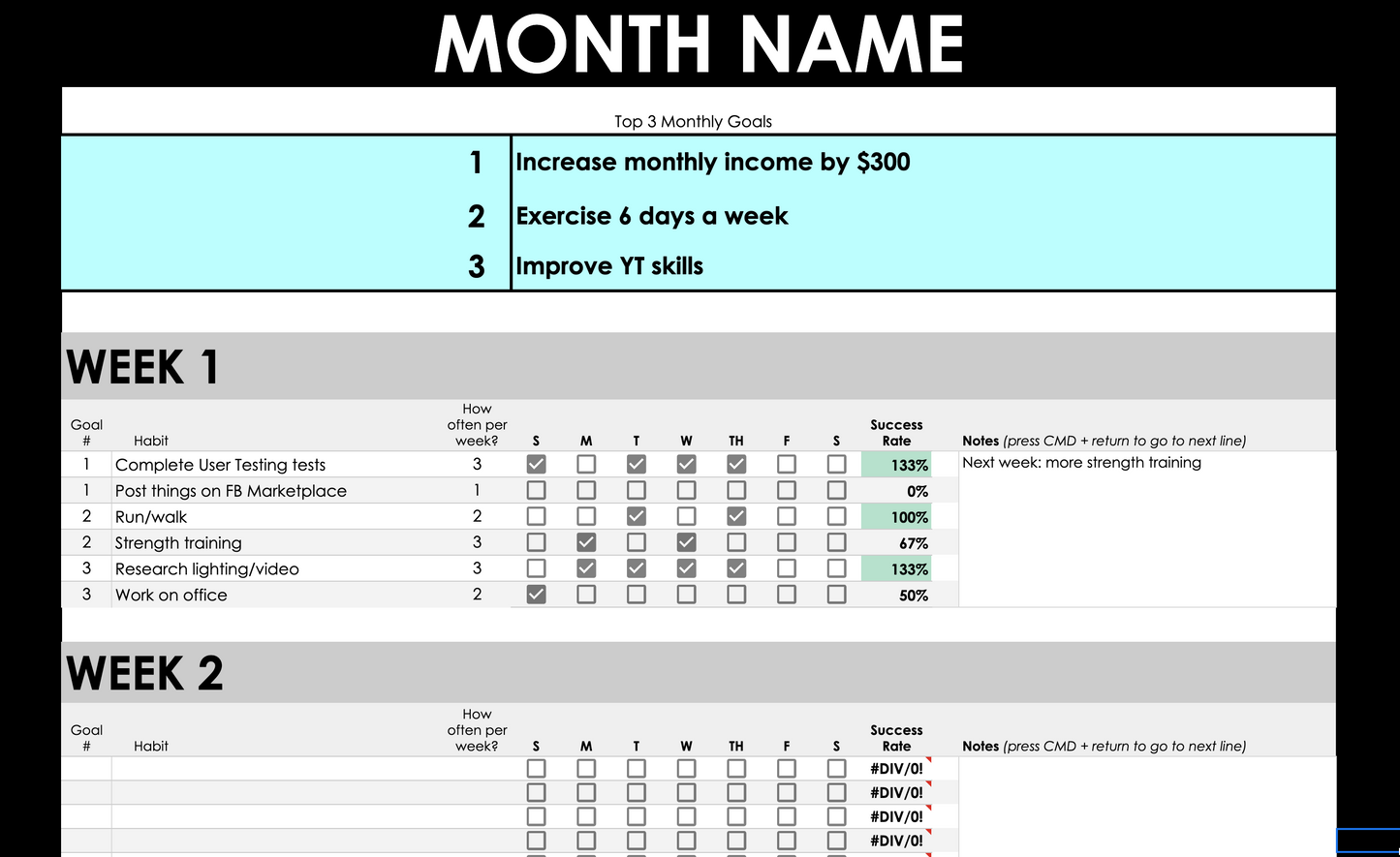 2.0 Digital Monthly Habit Tracker