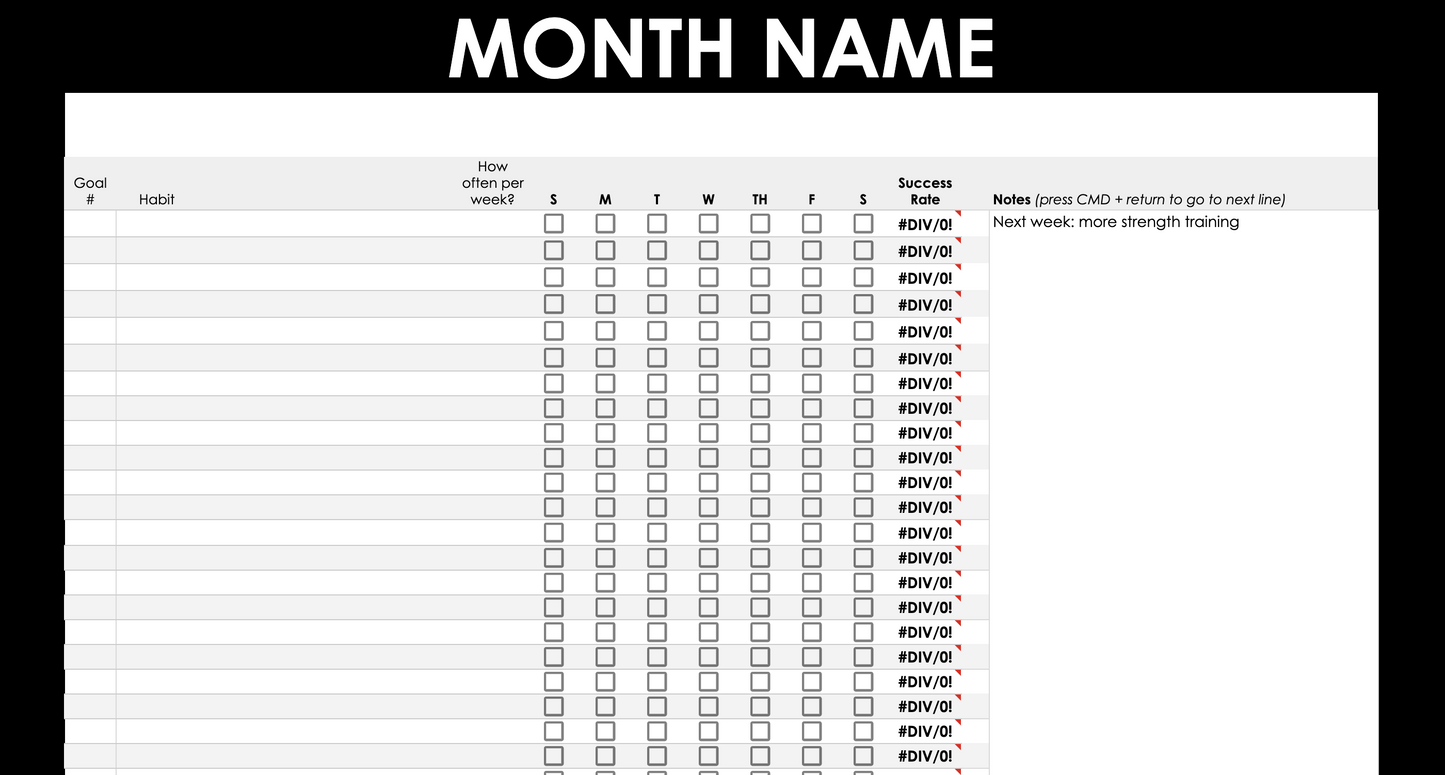 2.0 Digital Monthly Habit Tracker